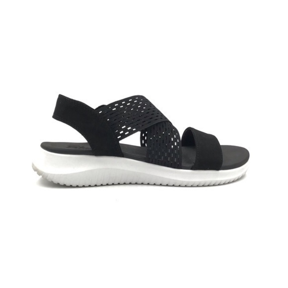 Skechers Black White Yoga Foam Platform Sandals Size 8
